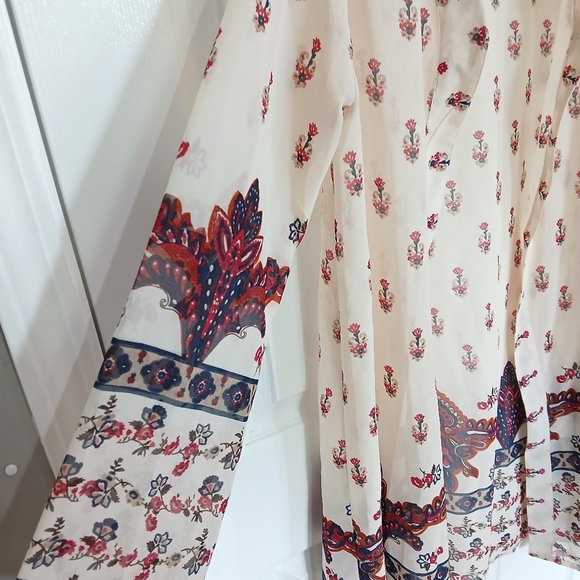 Jorja  Oriental Floral Paisley Open Front Long Sleeve Sheer Kimono Size S - Picture 3 of 7